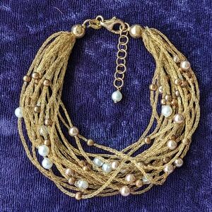 Vintage 14K Gold Over 925 Silver Italian Multi Strand Mesh Bracelet